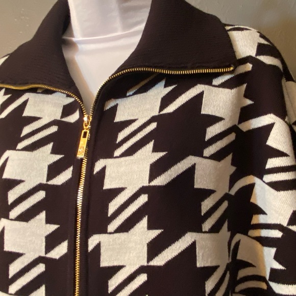 NWT ANN KLIEN Houndstooth Zip Front Cape - Picture 13 of 16